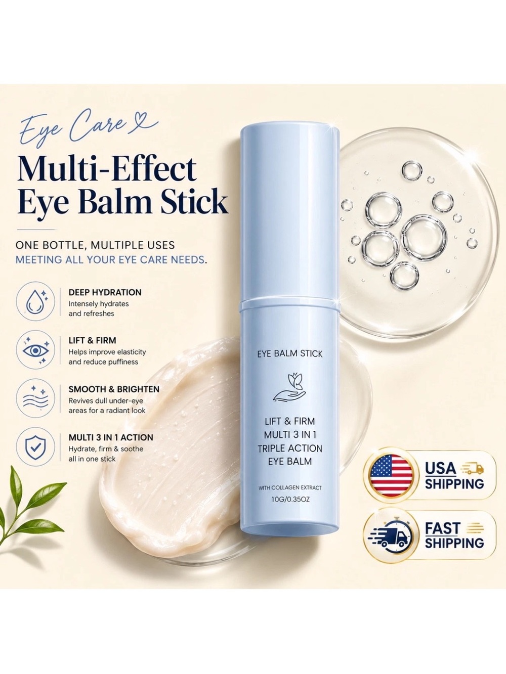 Multi-Effect Eye Balm Stick - | Lift & Firm Eye Care 3 in 1 Korean Beauty